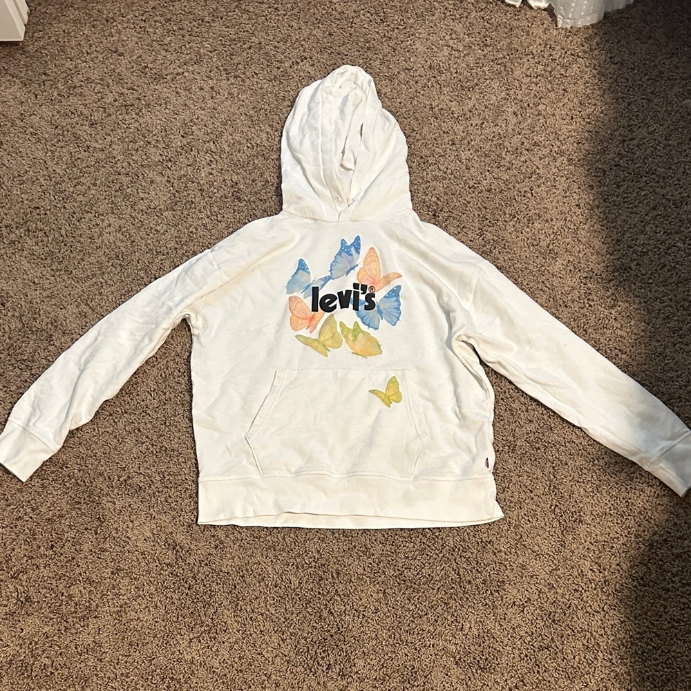 Levi's White Hoodie with Colorful Butterfly Print
